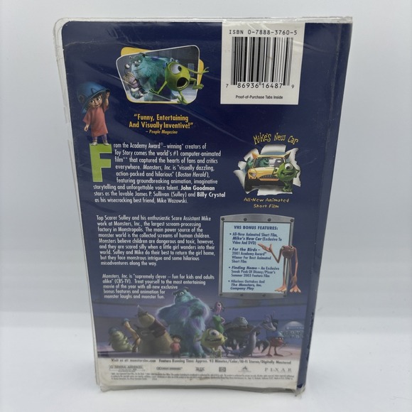 Monsters, Inc. VHS, 2002 Rare Blue Tape Edition – Clear Clamshell – Disney Pixar - Picture 3 of 9